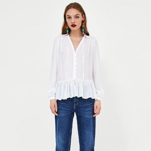 Zara white button down blouse size XS